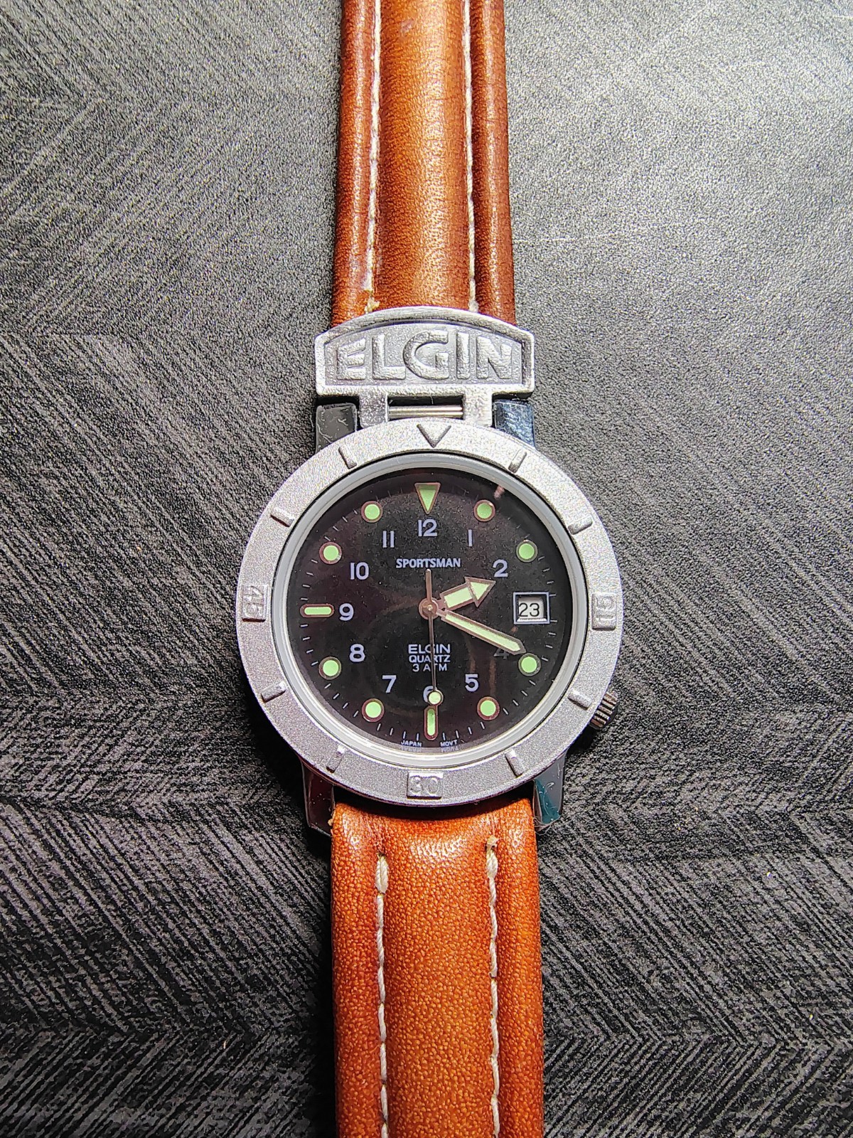 Men’s Vintage Elgin Sportsman Watch With Unique Elgin Metal Strap Connector,35mm