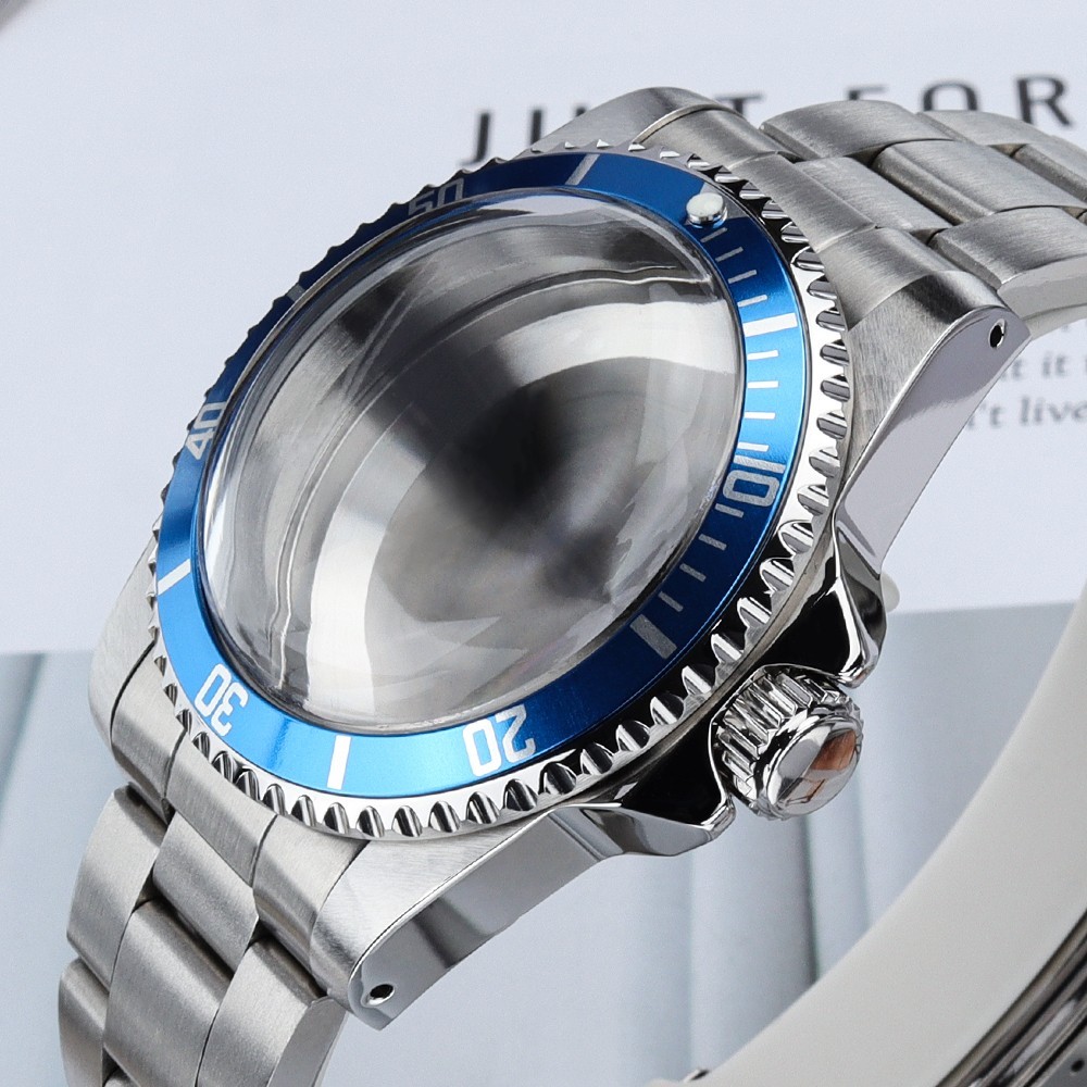 39mm SUB Watch Case+Oyster Bracelet Stainless 10ATM Domed For Seiko NH35 34 NH36