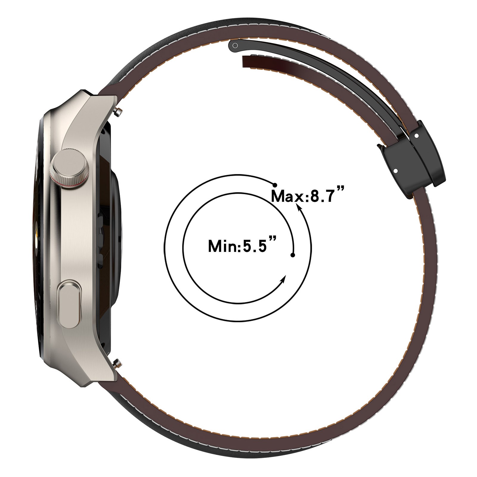 Leather Watch Strap with Folding Buckle for Huawei/Samsung Galaxy/Amazfit Series