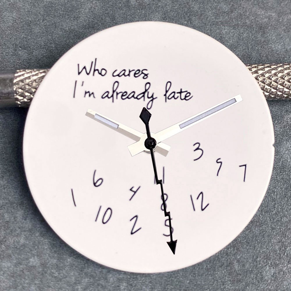 New Who Cares, I’m Already Late NH35 Watch Dial White/Black Dial Replacement