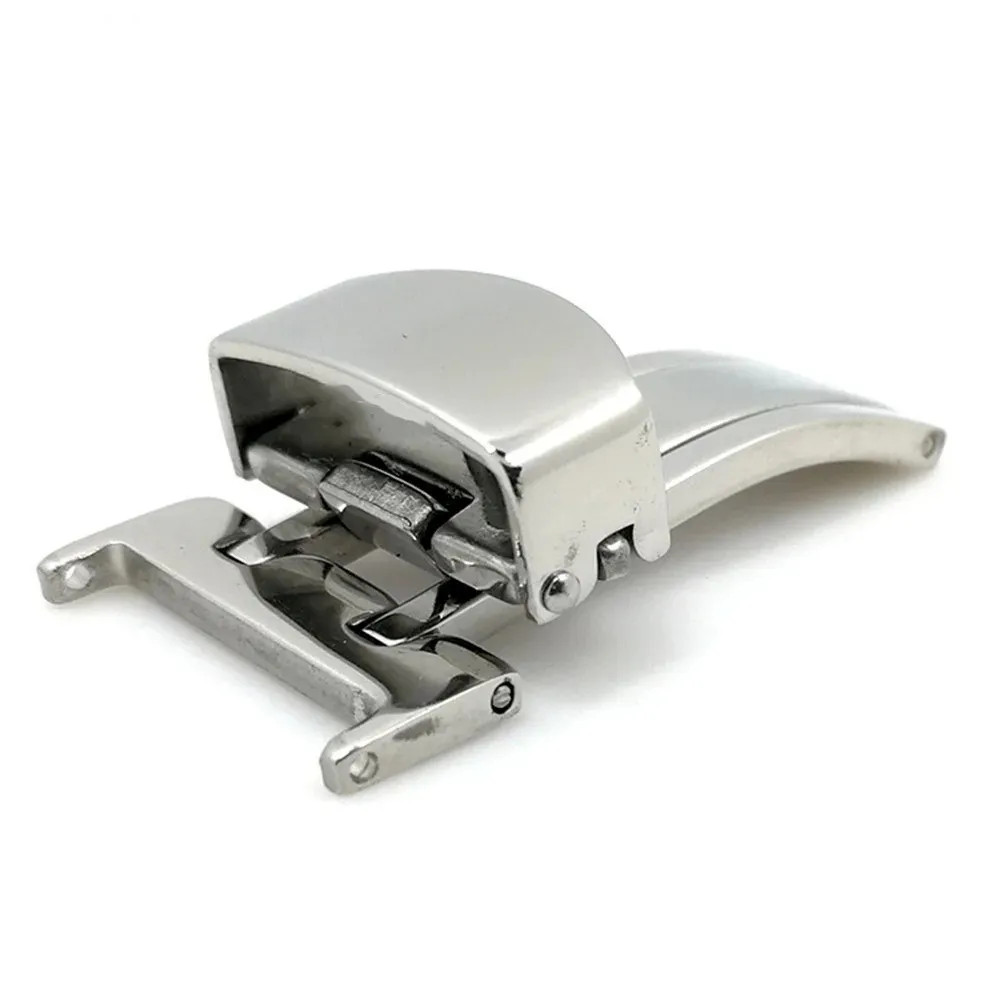 14-22mm Solid Stainless Steel Butterfly Deployment Clasp Silver Watch Buckle