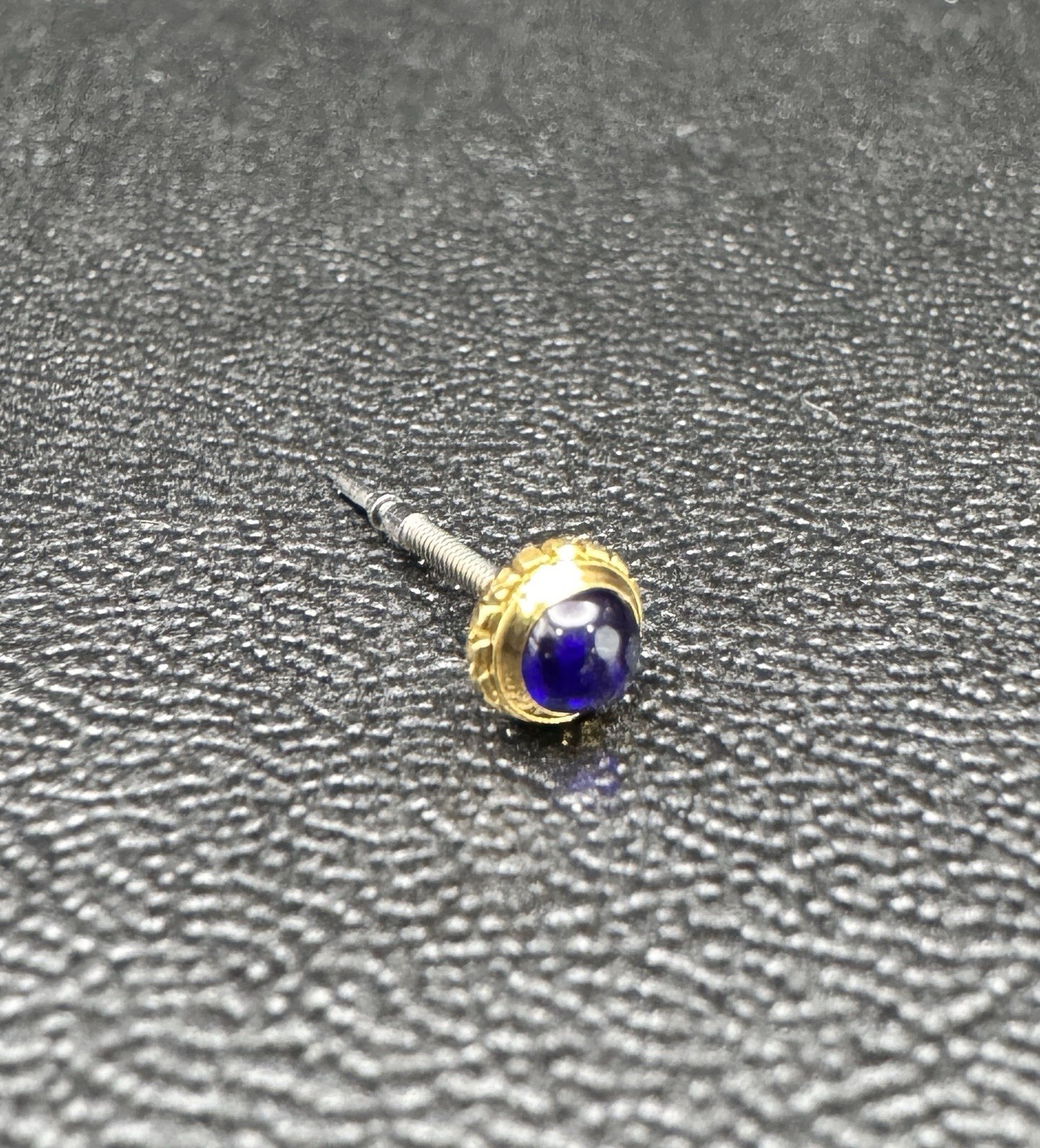 Genuine Cartier Crown Gold Plate With Blue Sapphire Stone 4.3 mm Tube 1.6 mm C15