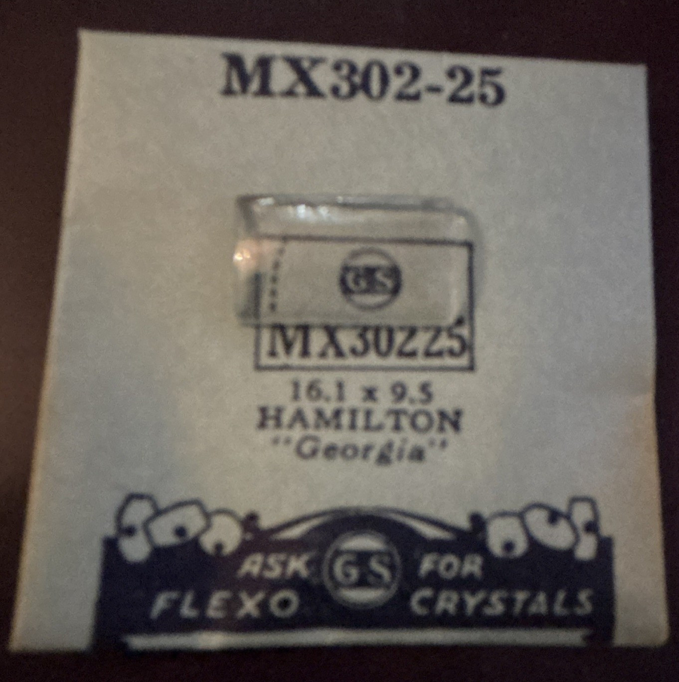 GS Flexo MX302-25 Clear Sapphire Crystal for Hamilton Georgia 16.1×9.5