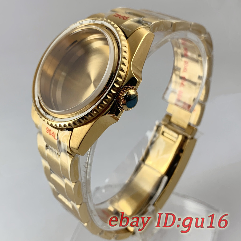36mm Gold Watch case Ceramic bezel Fit NH35 NH36 Miyota 8215 ETA2836 2824 PT5000
