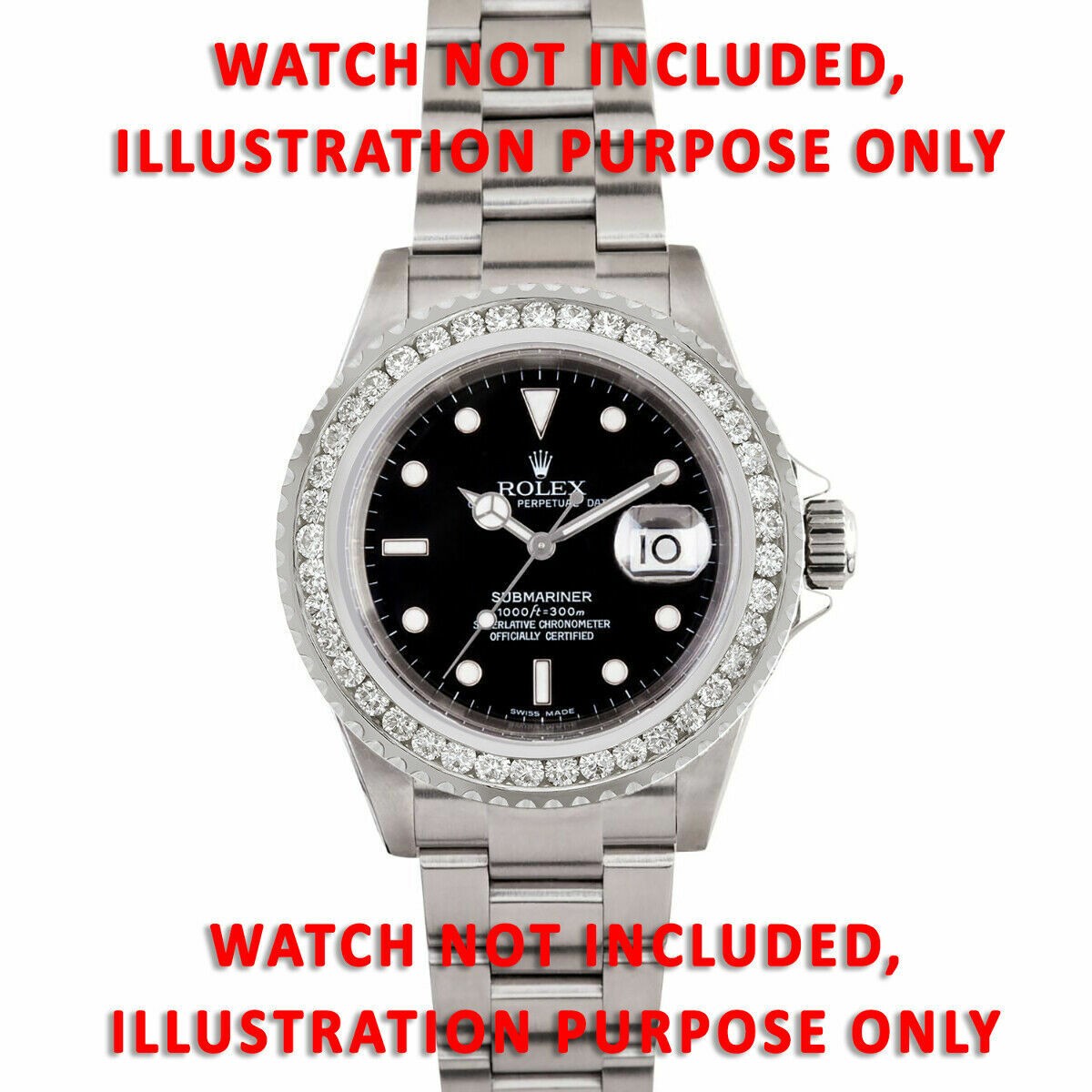 CHANNEL NATURAL DIAMOND BEZEL WITH RIDGES FOR ROLEX SUBMARINER 16610, 16800