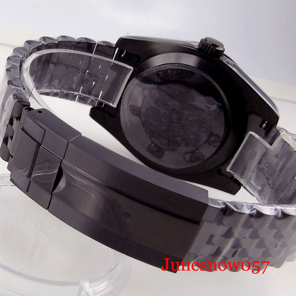 fit NH35A NH36A MIYOTA 8215 Black PVD Polished 39mm Watch Case Glide Lock