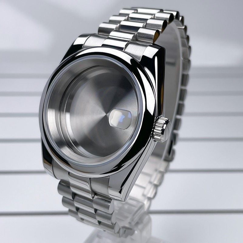 39mm NH35 Case DJ Bezel President Bracelet Sapphire Glass For NH35 NH36 Movement