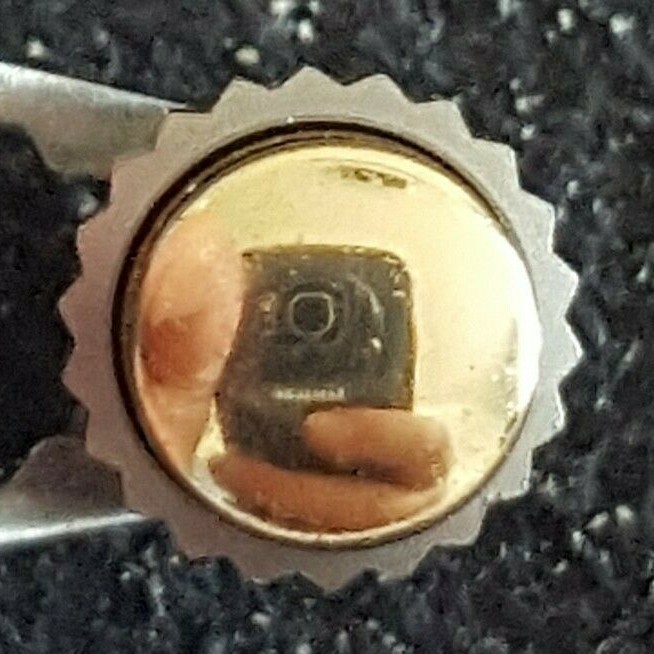 Omega Pusher Part Number 086-0075TI-BA, Titanium-18KT Yellow Gold Cap