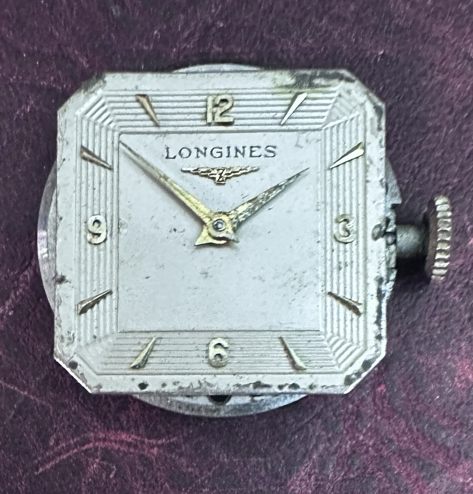 Vintage Longines, 17J, Cal 23Z Swiss Watch Movement, Dial, Hands, & Crown