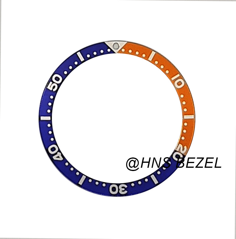 BEZEL INSERT FOR MEN SEIKO 7002,6309,7S26,SKX007K2 DIVER AUTOMATIC BLUE & ORANGE