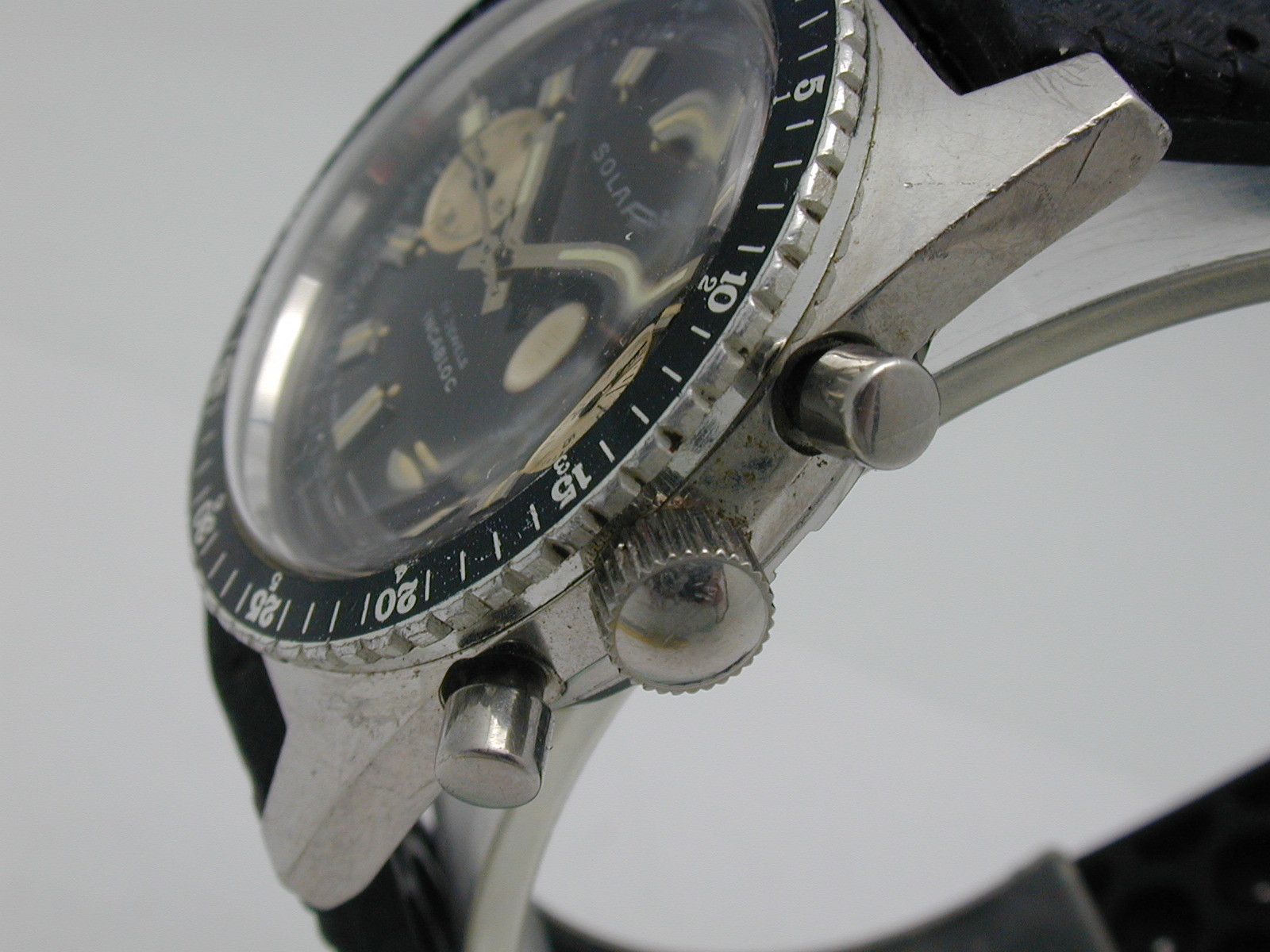SOLAR VINTAGE 1960S SCREW DOWN CROWN DIVER CHRONOGRAPH VALJOUX 7733