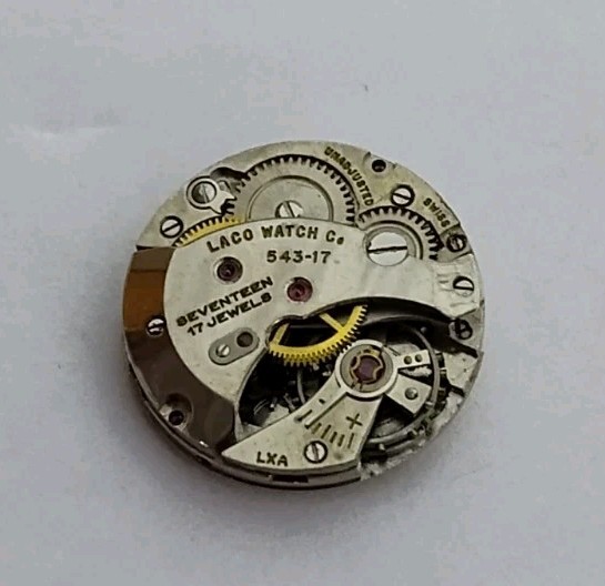 1940’s Laco AS 1240 Watch Movement Good Balance With Complete Case And Hands