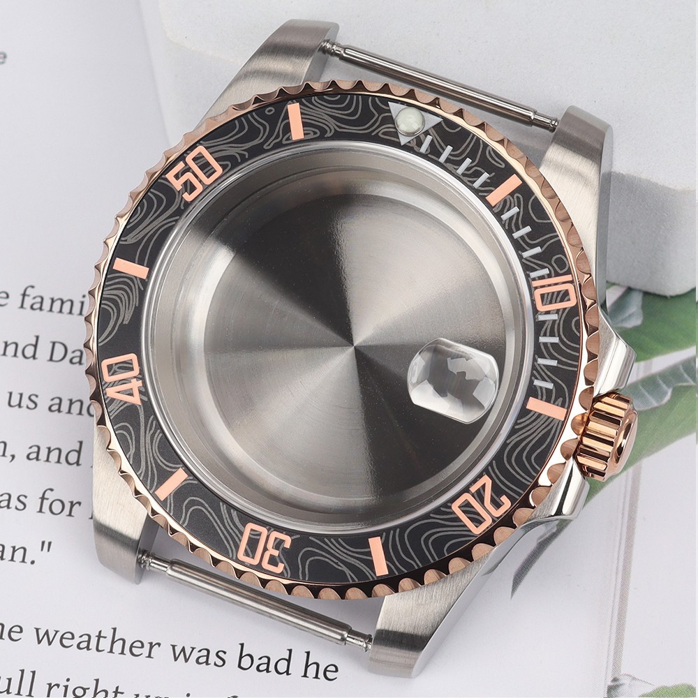 FEIYASHI Rose Bezel SUB Diver Watch Case Steel Sapphire For Seiko NH35 ETA 2824