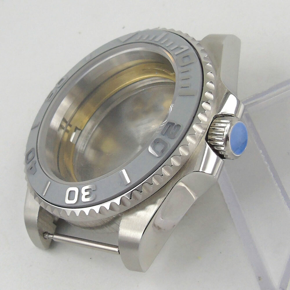 Fit NH35 NH34A SKX Automatic Seeing/Solid Backcover 40mm Watch Case Grey Insert