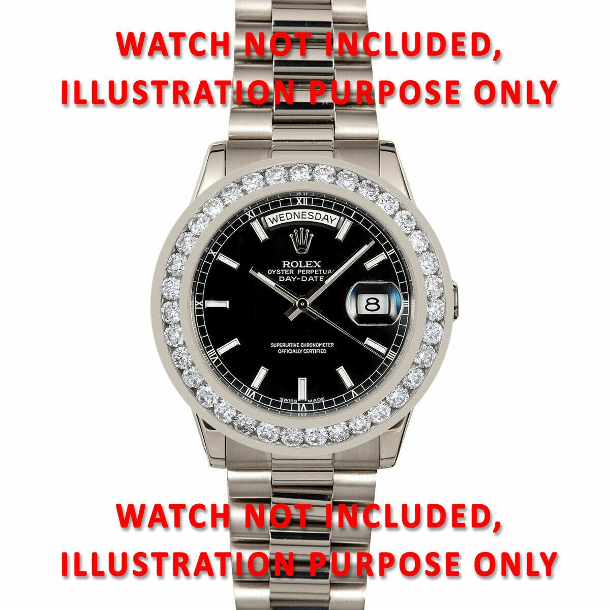MENS 4CT NATURAL DIAMOND BEZEL CHANNEL SET 14KW FOR ROLEX DATEJUST, PRESIDENT