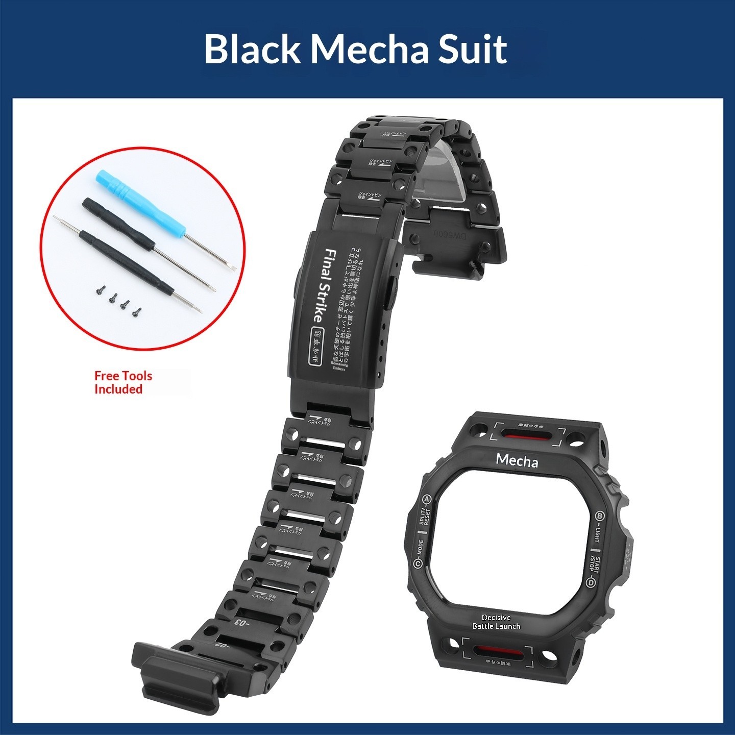 For Casio DW5600E GW-B5600 Watch Mod Kit Modified DW-5600 Steel Watch Case Strap