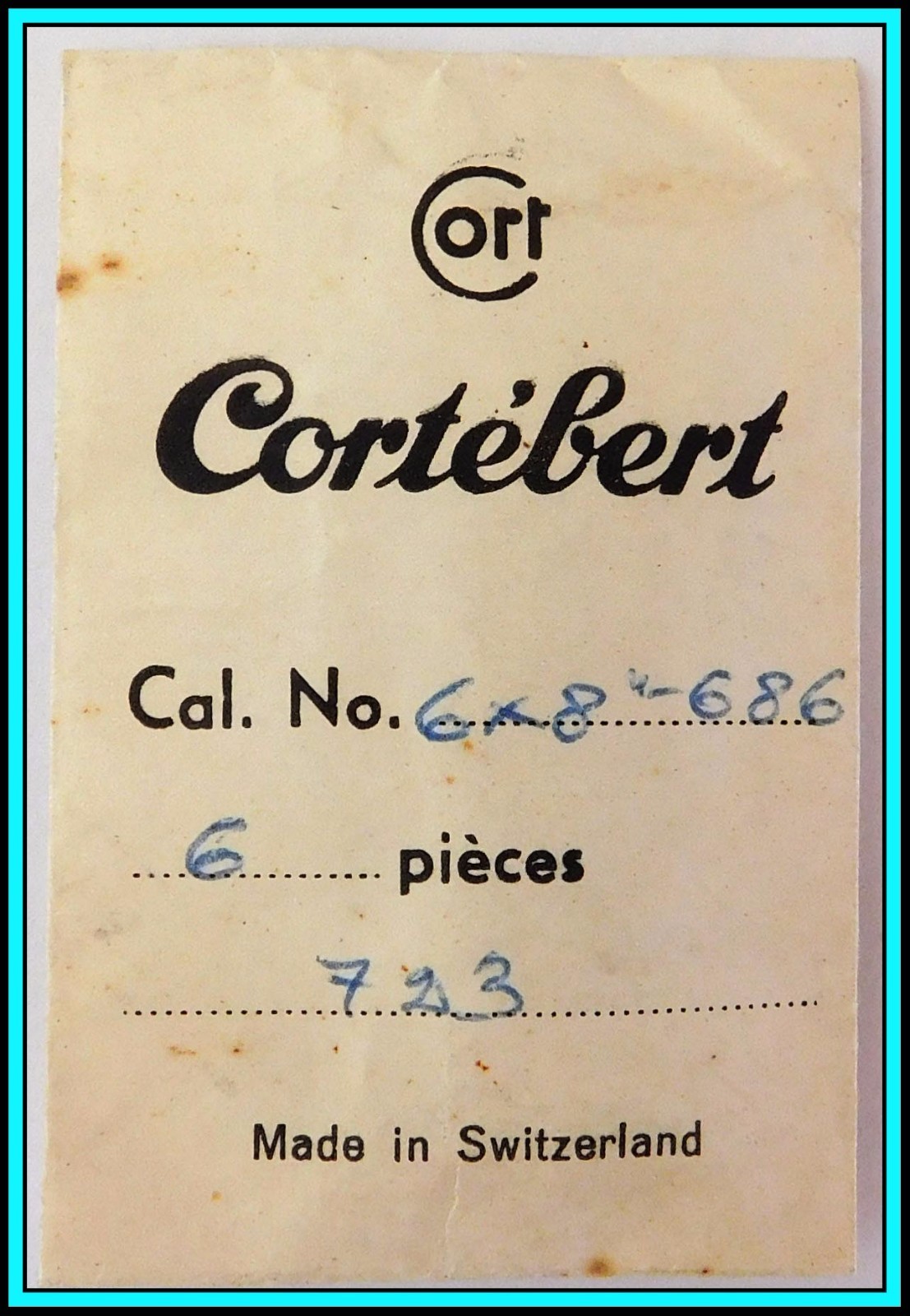 CORTEBERT BALANCE STAFF – Caliber 686 – Ligne 6 x 8″ – N.O.S. ORIGINAL