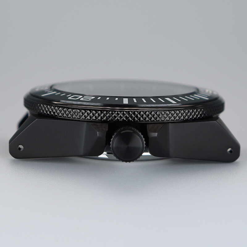 43.8mm Black Seiko Samurai Watch Cases Stainless Steel Sapphire For NH35 nh36 38