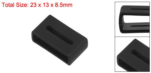 Watch Band Strap Double-sided Slotted Loops Silicone for 20mm Band, Black