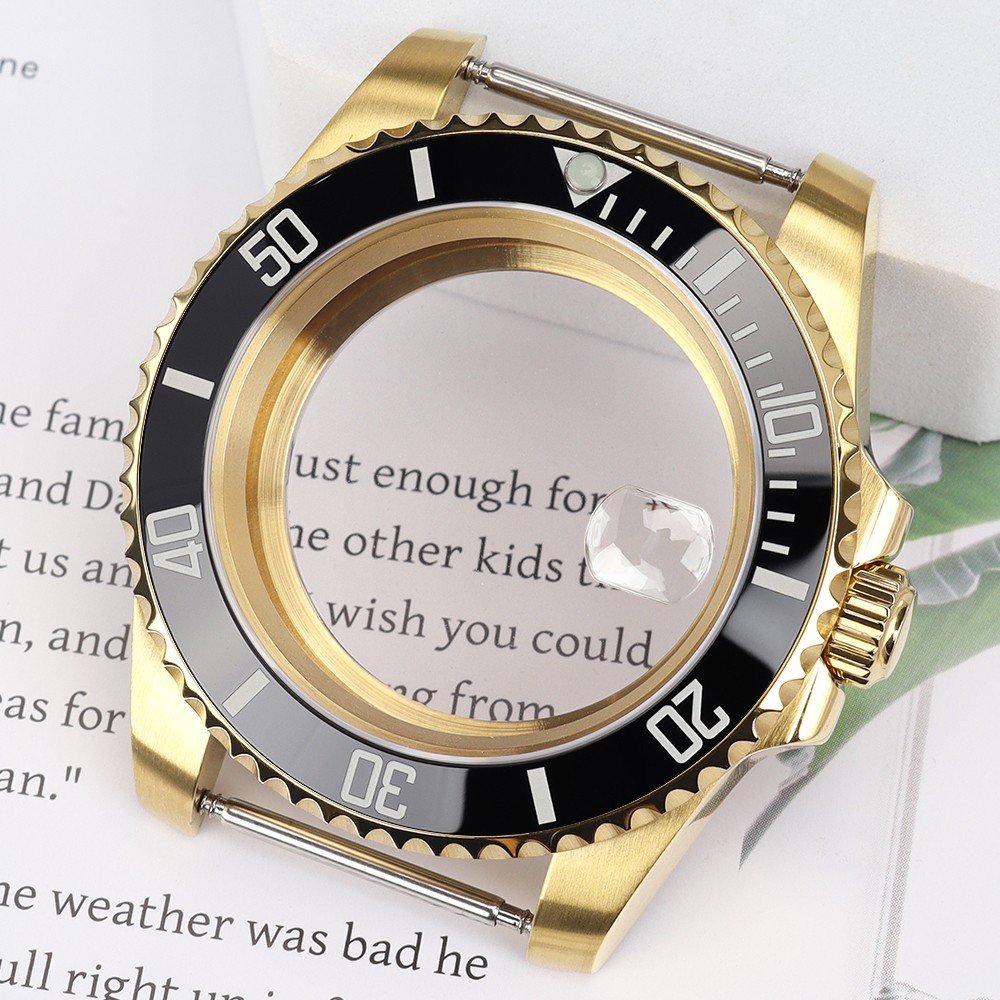 40mm Luxury Diver Golden Watch Case Sapphire For Seiko NH35 36 ETA 2824 Movement