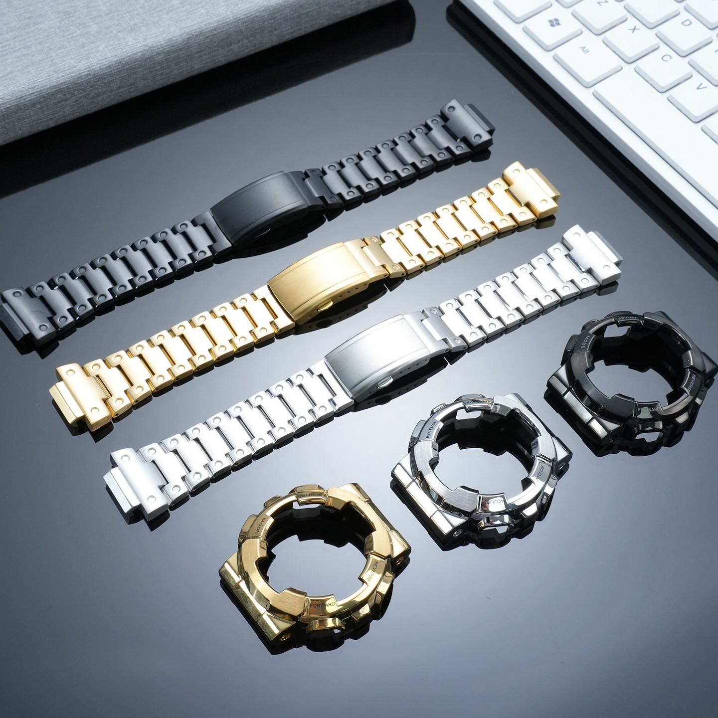 For Casio G-SHOCK GM-110 Watch Mod Kit GM110 Steel Watch Case Metal Strap Man
