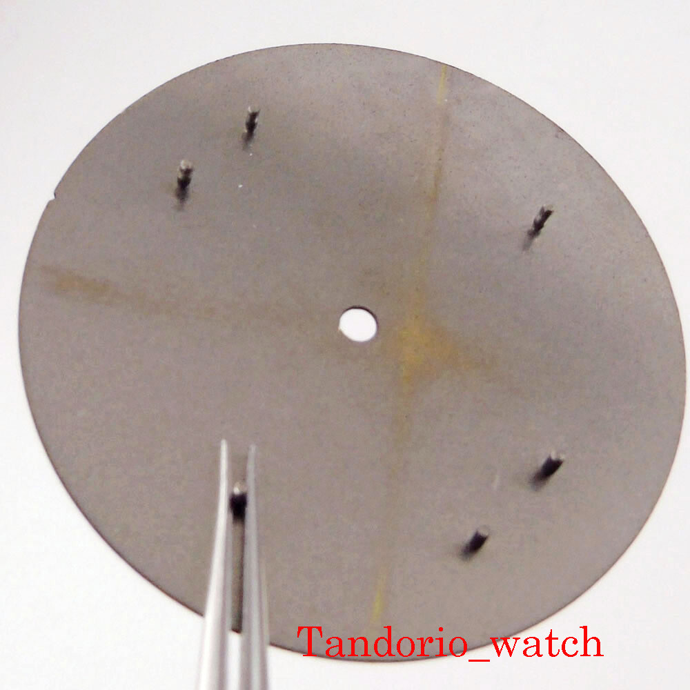 35.5mm Black Sterile Watch Dial Hands Green Luminous Fit NH35 NH36 MIYOTA82 ETA