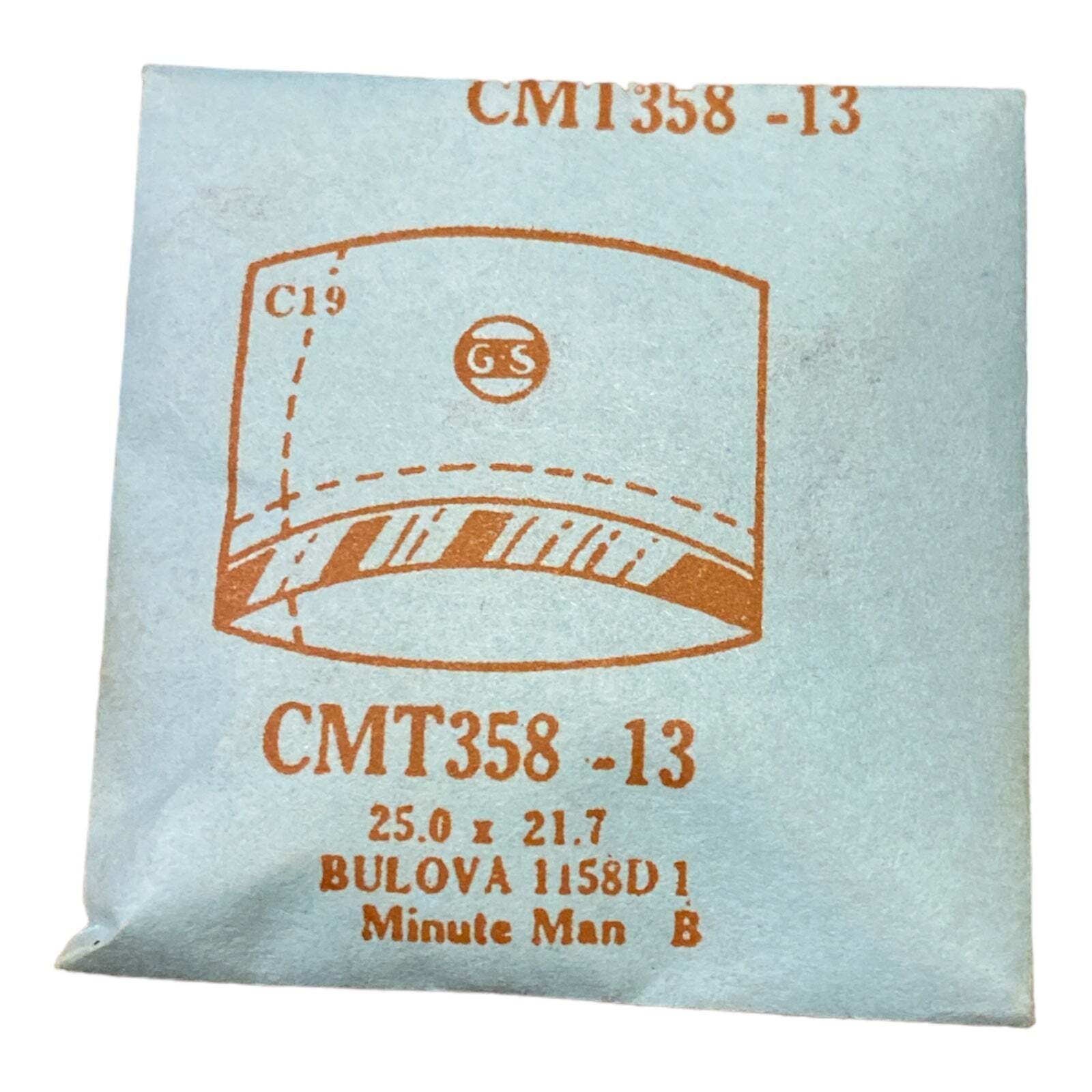 Germanow-Simon Mach (GS) CMT358-13 Watch Crystal 25.0×21.7 NOS Part Bulova