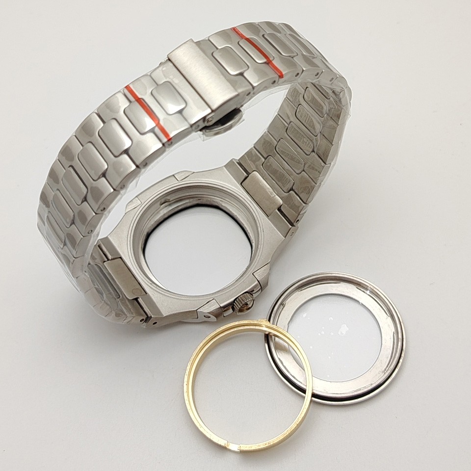 41mm Luxury Men Silvery Watch Case and Strap Sapphire for Nh35 Nh36 38 Movement