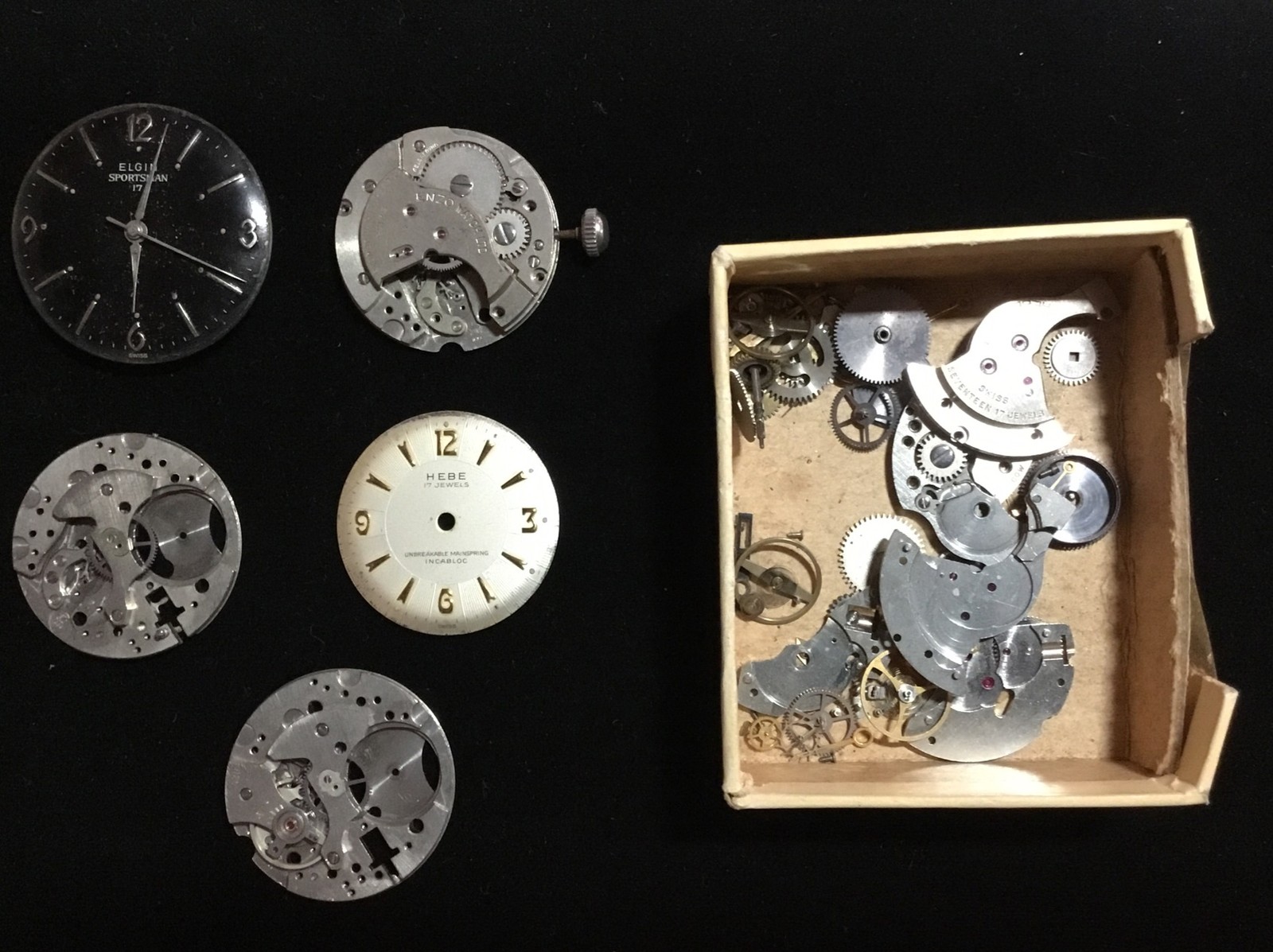 ELGIN Sportsman ETA/ST 1686 Watch Parts Dials Movements Rotors Etc Good Staffs