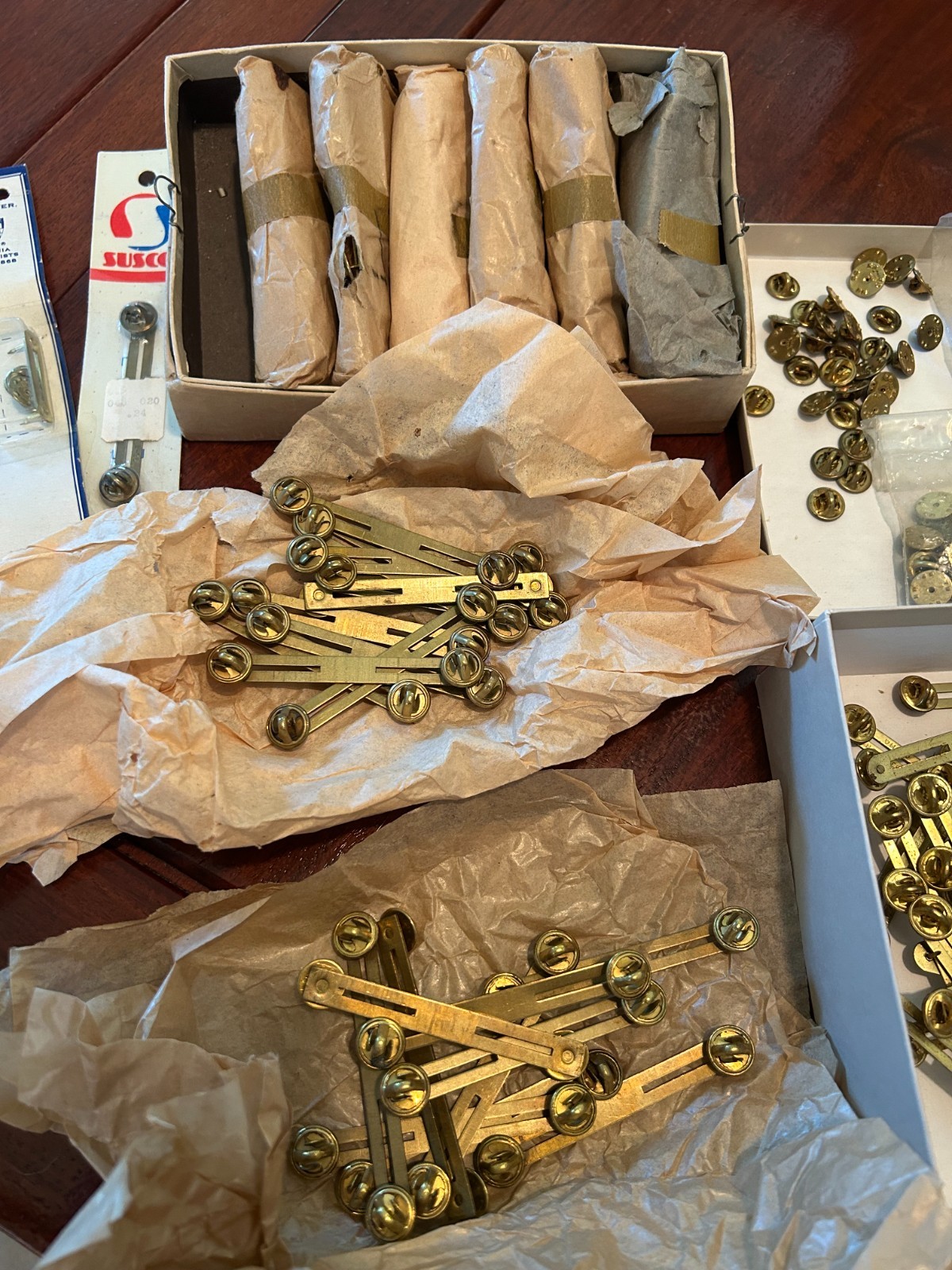 100+ Military Double Base Bar Brass, Clutch Back, Butterfly Fastener Clasps