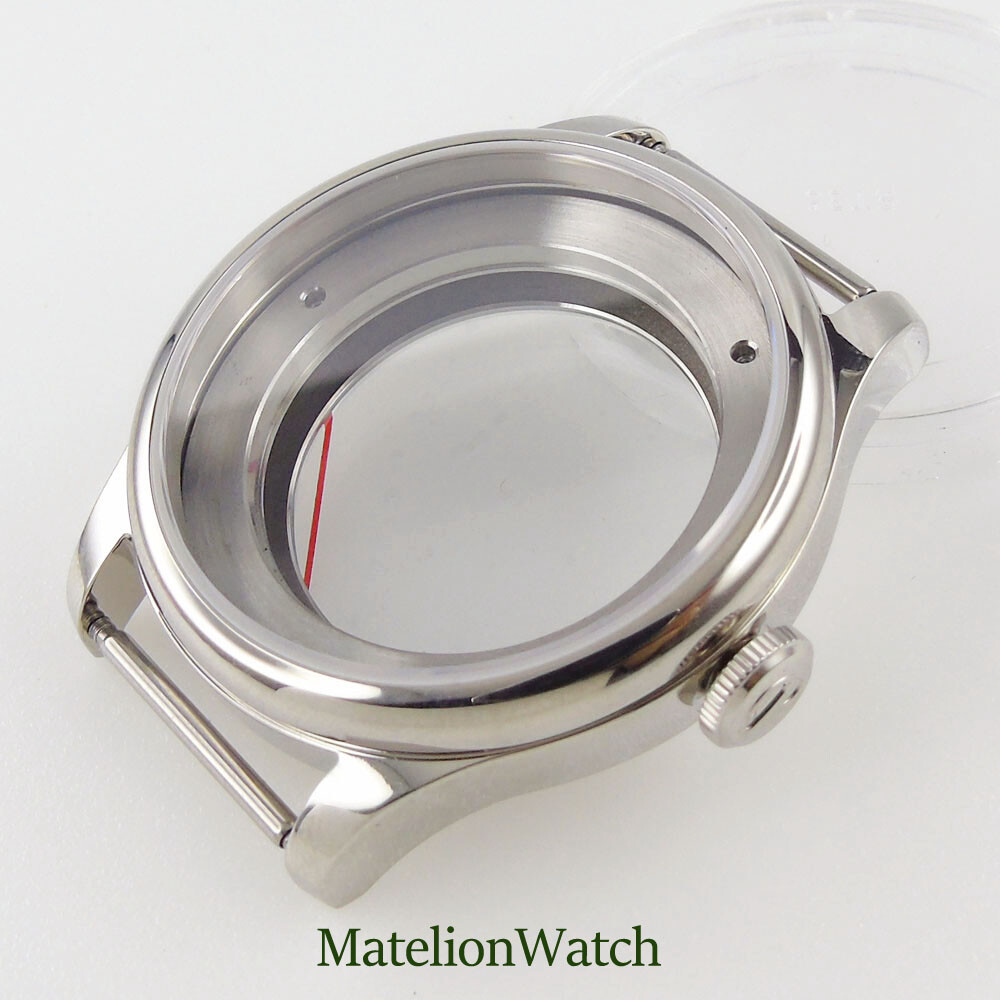 39mm Silver Watch Case Spare Parts Fit For Miyota 8215 821A 2813 Sapphire Glass