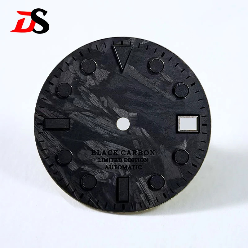Black Carbon Fiber Dial NH35 Movement 28.5MM Dial Black Lume SKX007