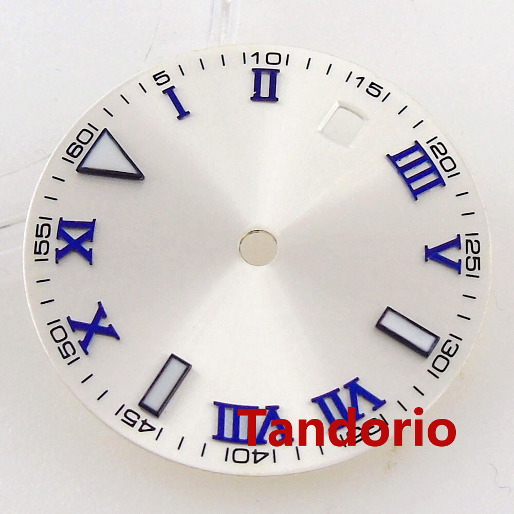29mm White Watch Dial Luminous for NH35A MIYOTA ETA2824 PT5000 Roman Number Mark