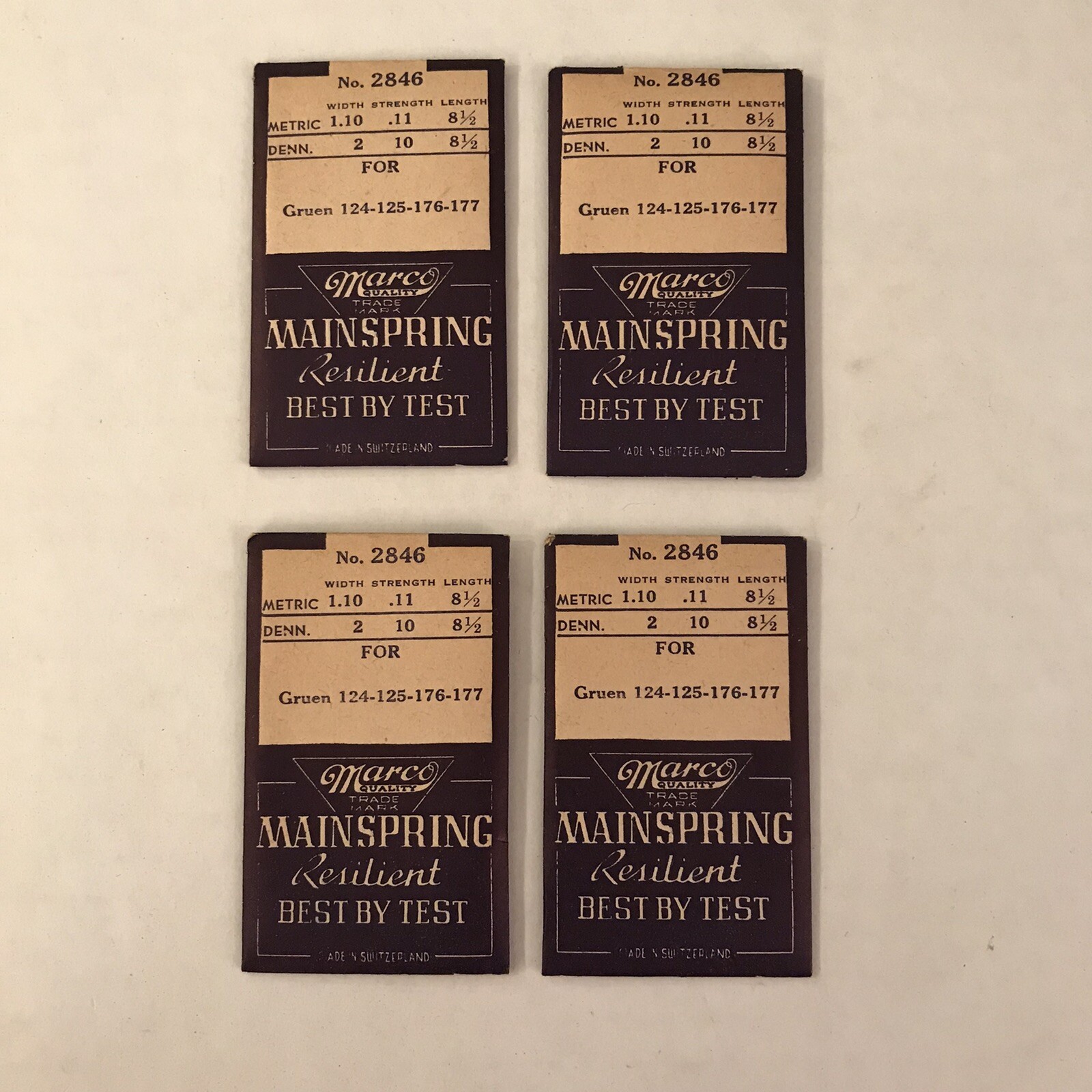 Lot of 4 Vtg Marco Quality Mainspring Resilient Best by Test No. 2846 Watch Part