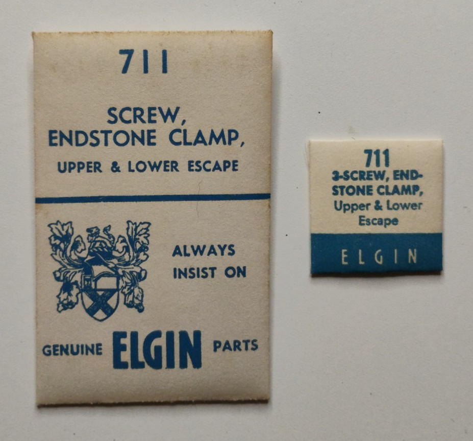 ELGIN 711 3-Screw, Endstone Clamp Upper & Lower Escape Genuine OEM Watch Parts