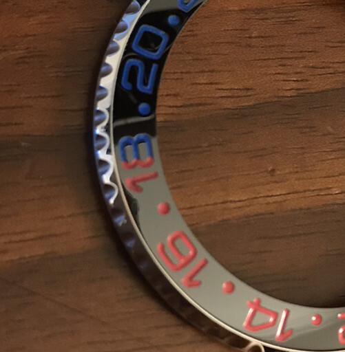 Customised ORIGINAL/FACTORY GMT Bezel and Bezel Insert Red and Blue