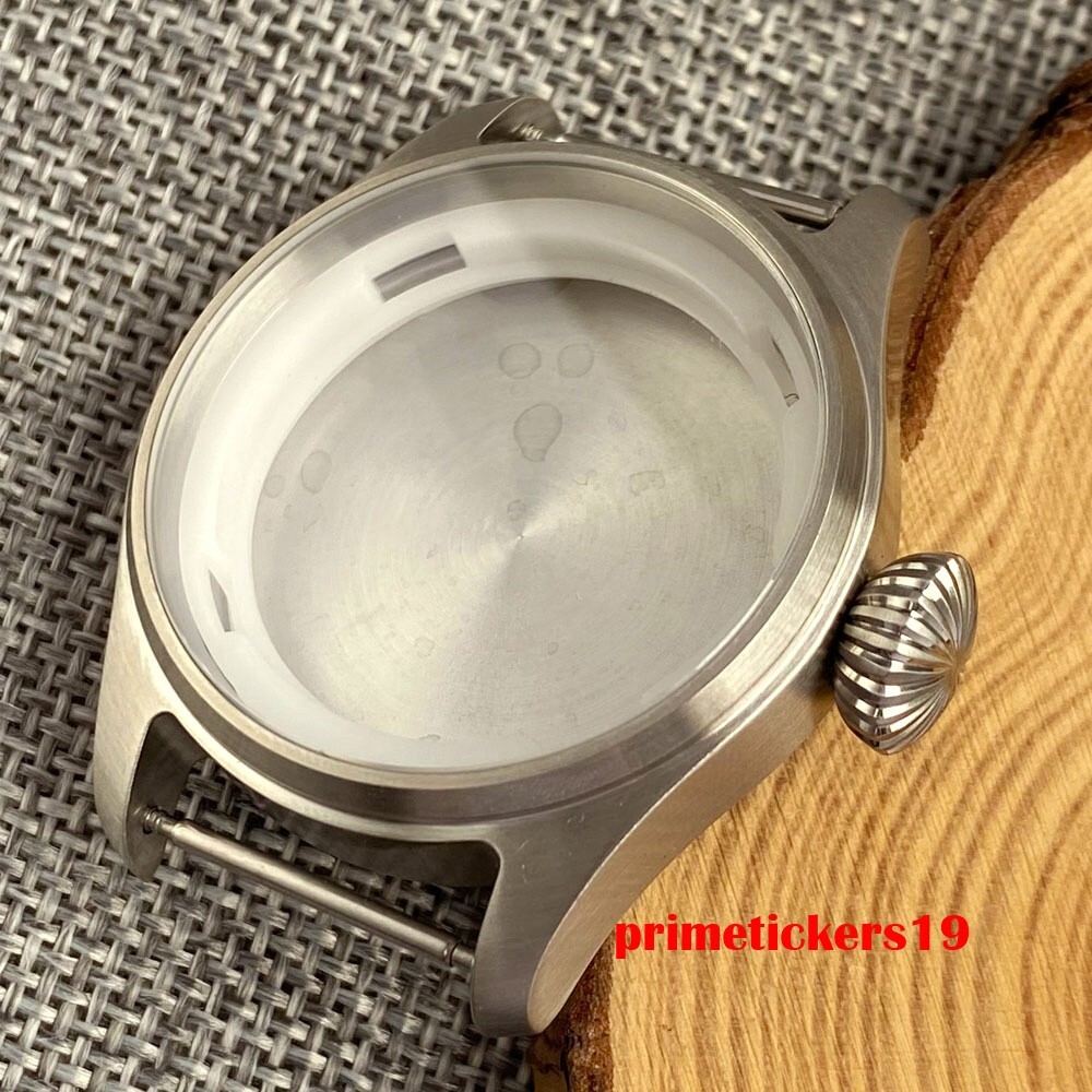 36mm Steel Pilot Watch Case 20bar Sapphire Big Crown Fit NH35 NH36 NH34 Movement