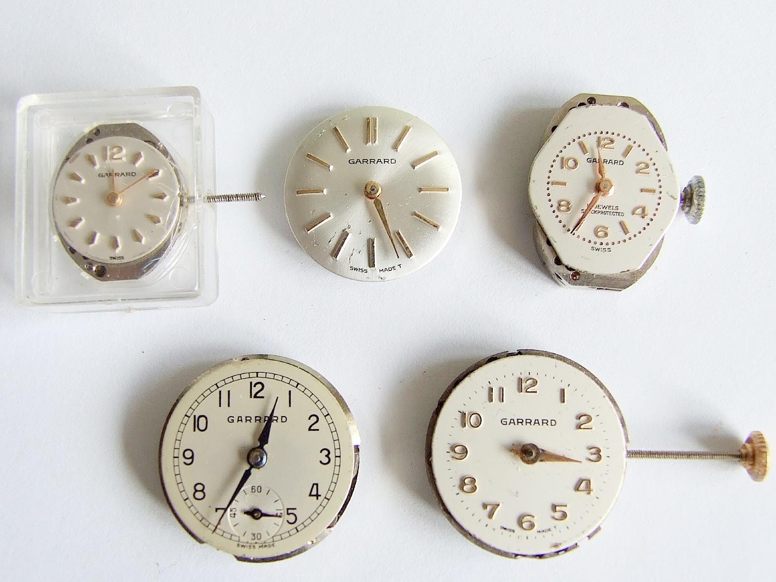 5 x ladies ‘Garrard’ mechanical watch movements. Spares,repair