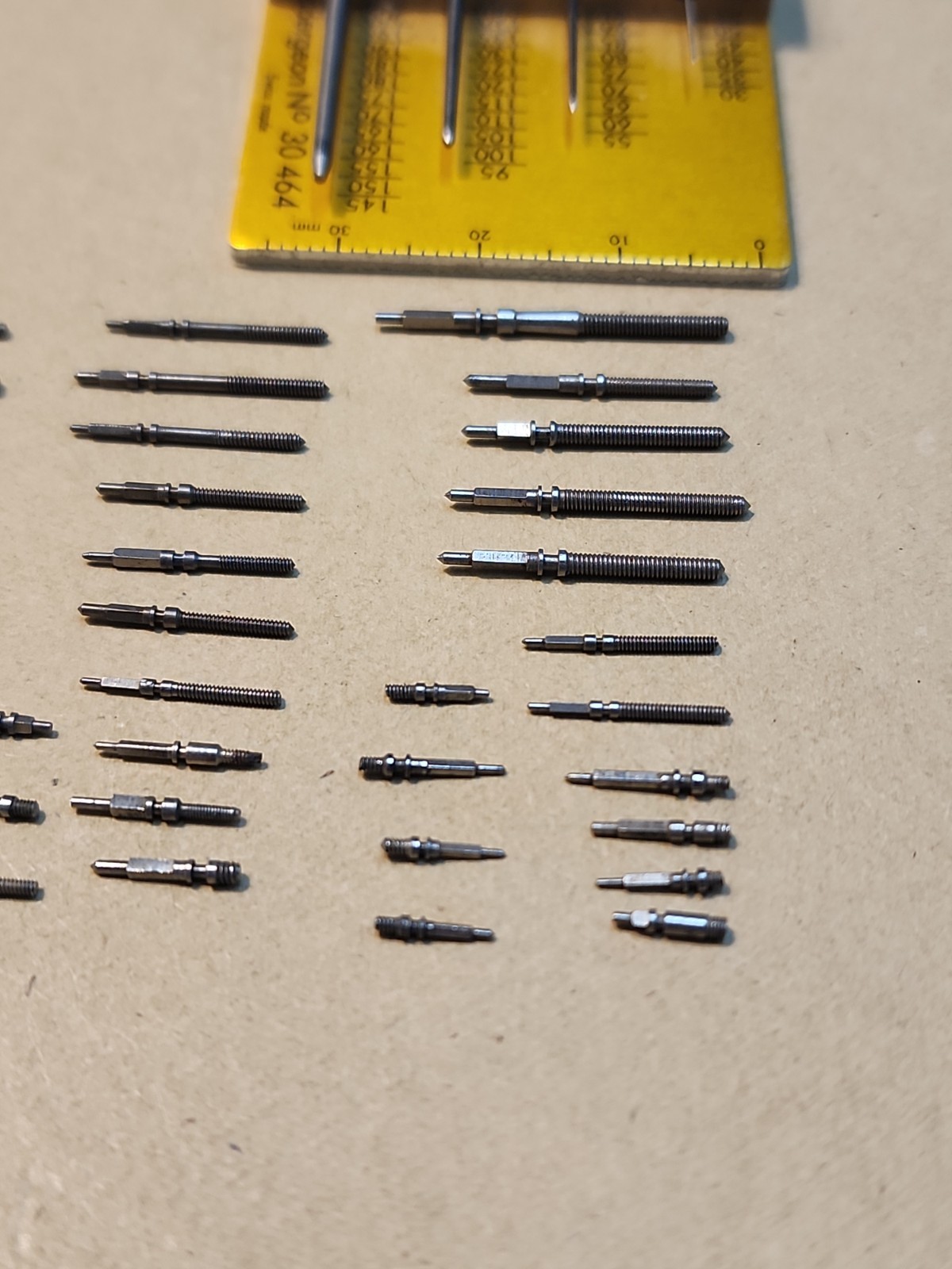 Lot Of 56 Mixed Wristwatch Winding/Setting Stems-Variety Of Types And Tap Sizes