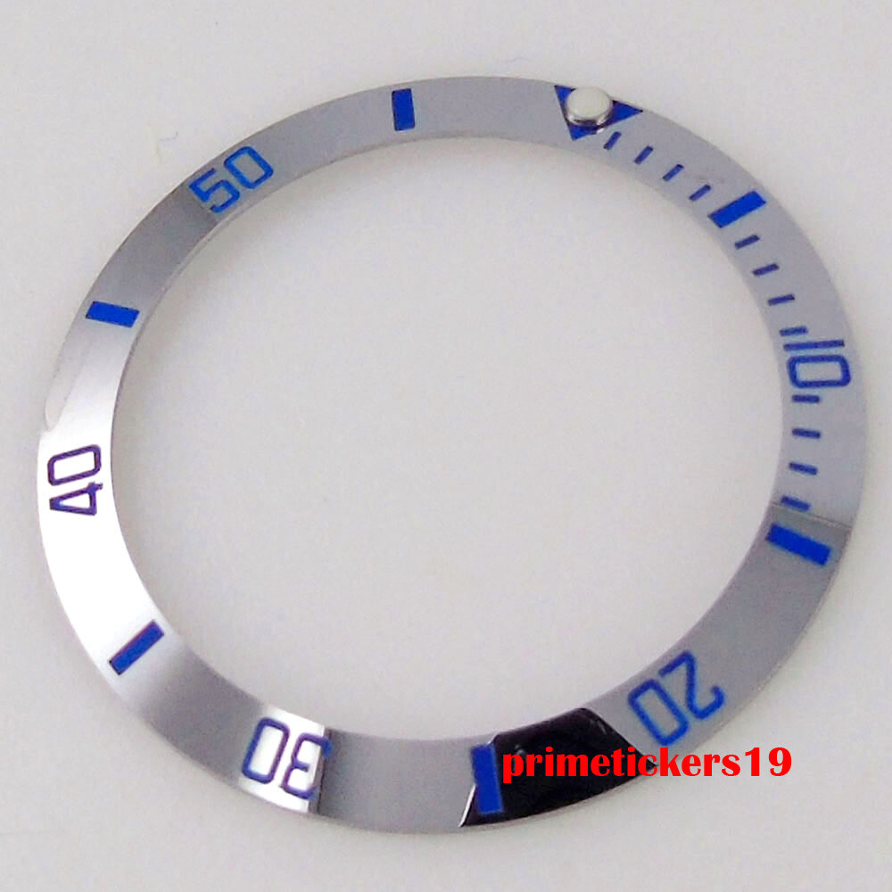 38mm*30.6mm Sloped Steel Watch Bezel Insert Ring Shiny Fit 40mm SUB Watch Case