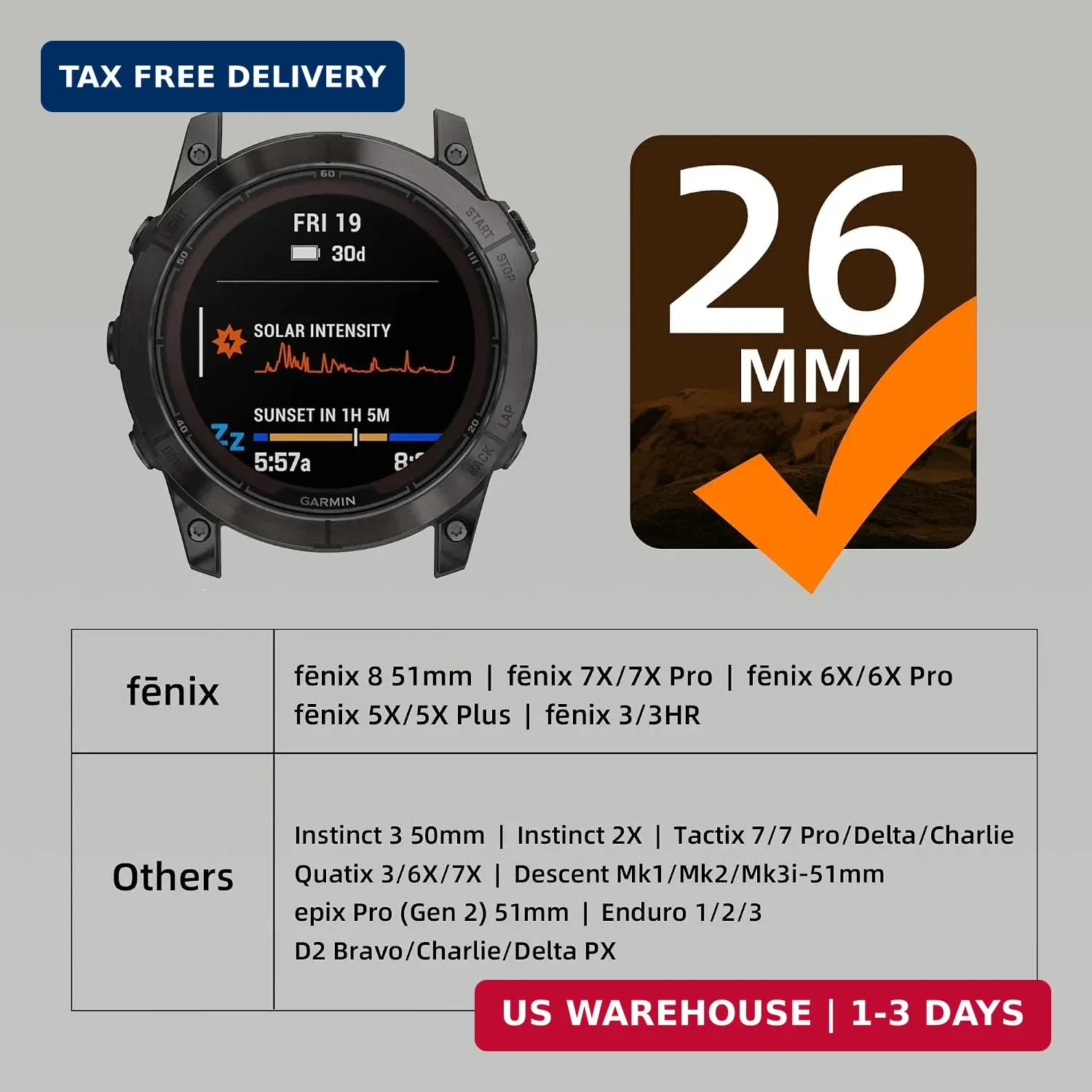 Nylon Watch Band for Garmin Fenix 5X 6X 7X 8 51mm Waterproof Military Strap FAST