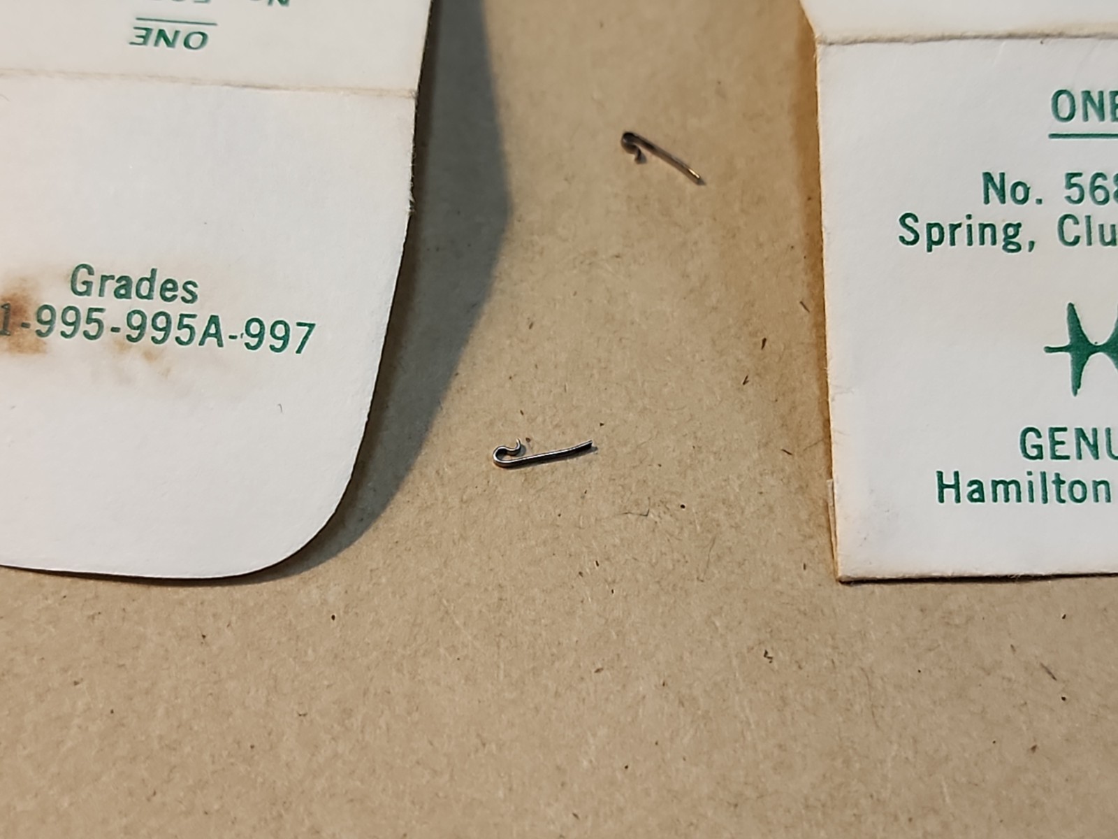 2 NOS Hamilton Wristwatch Clutch Lever Springs P/N 568530 For 721-995-995A-997