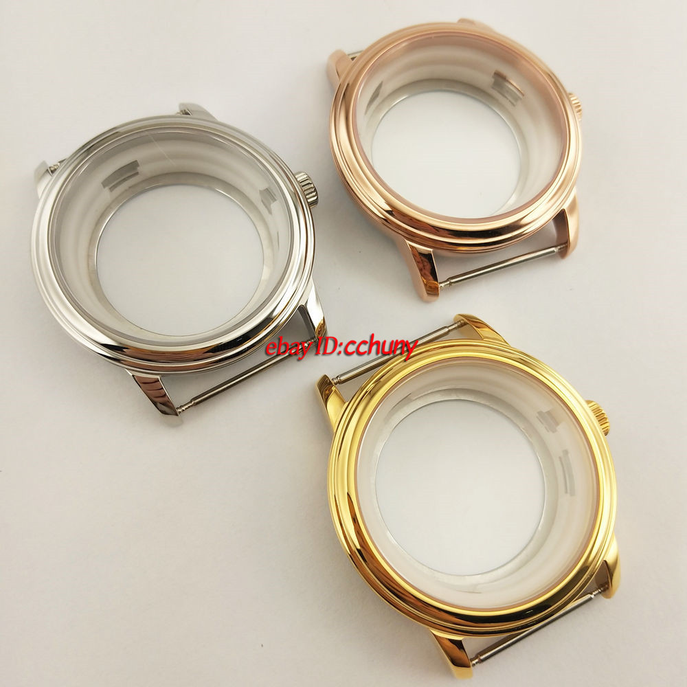 42mm Silver/Golden/Rose Gold Watch case Fit ETA 2836,Miyota 8215 8205 Movement