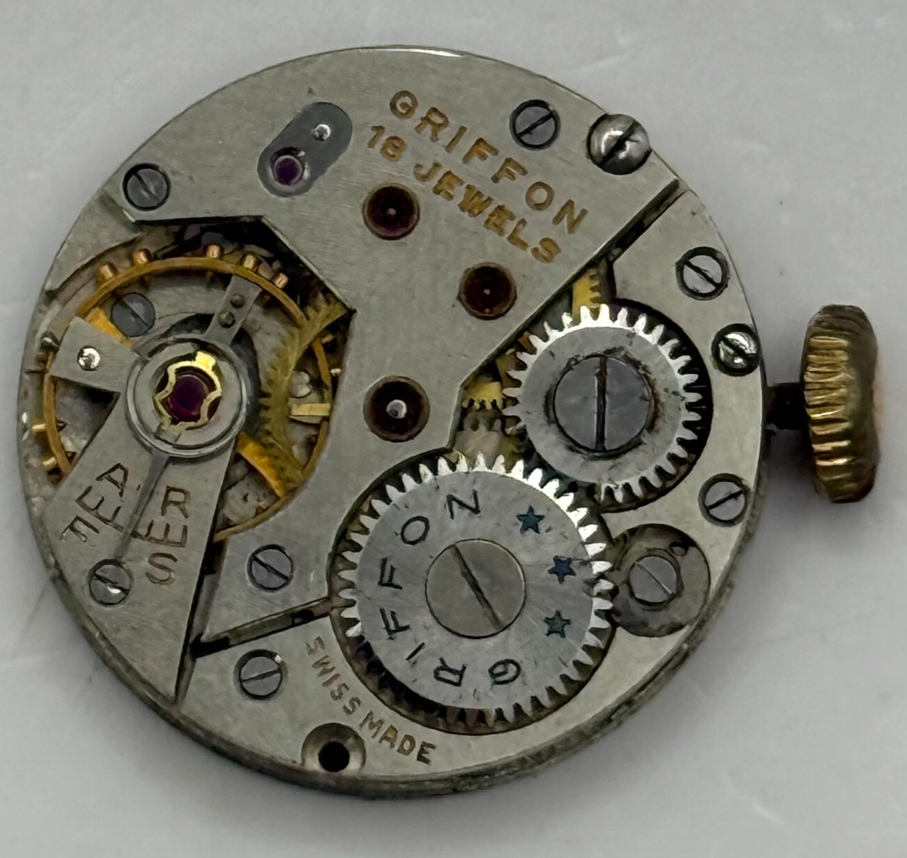 Unitas UT 200-2C1 Watch Movement Manual Wind Swiss Vintage Parts Repair 19.3mm