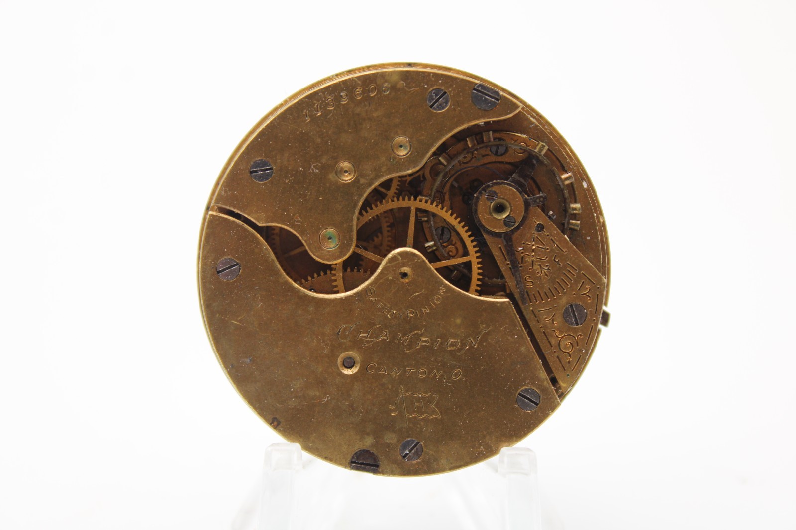 1898 HAMPDEN POCKET WATCH MOVEMENT 1139606 GRADE: CHAMPION H 16s 7j (F4H)