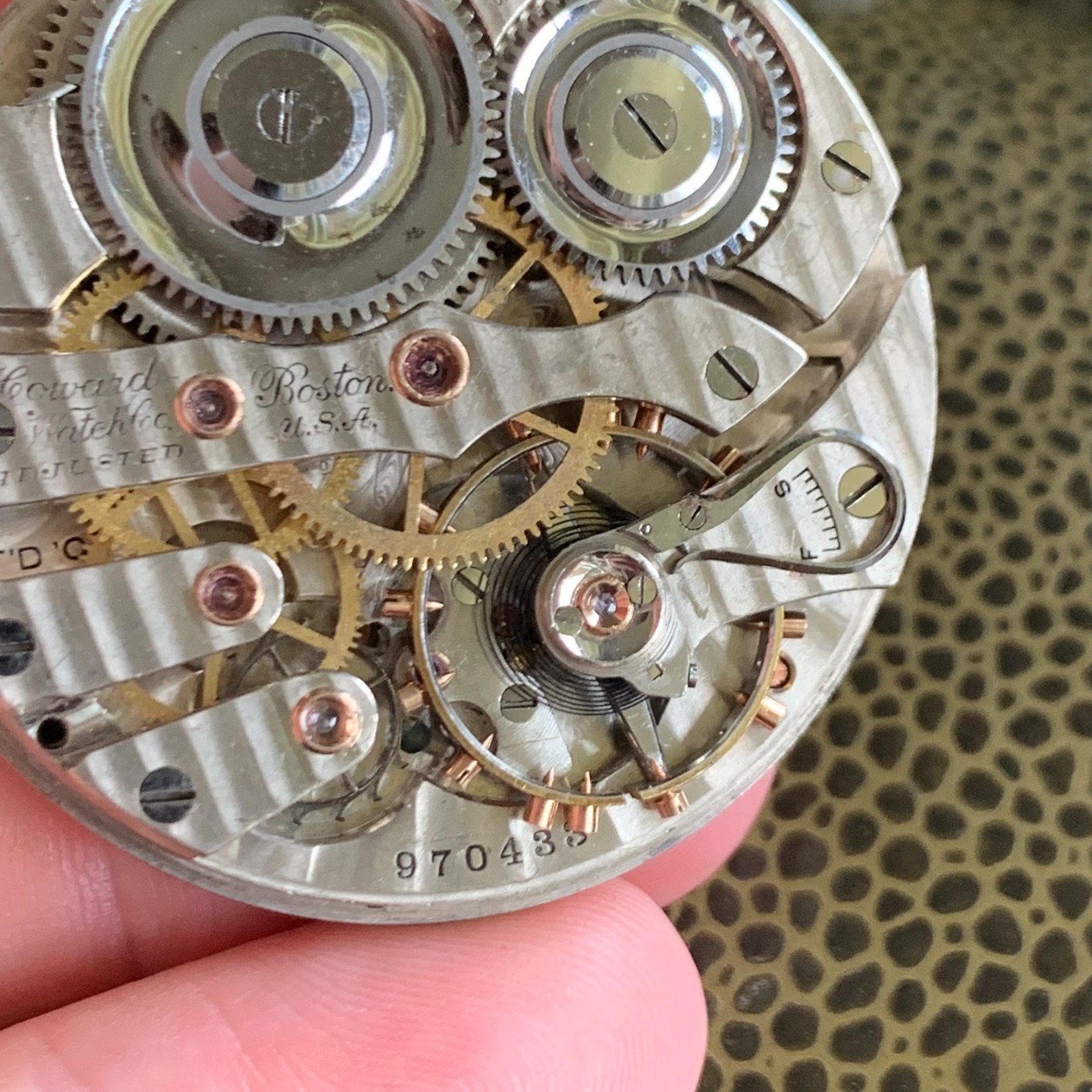 1908 E. Howard Watch Co. Grade: Series 5 16S 19J Open Face Movement for Repair
