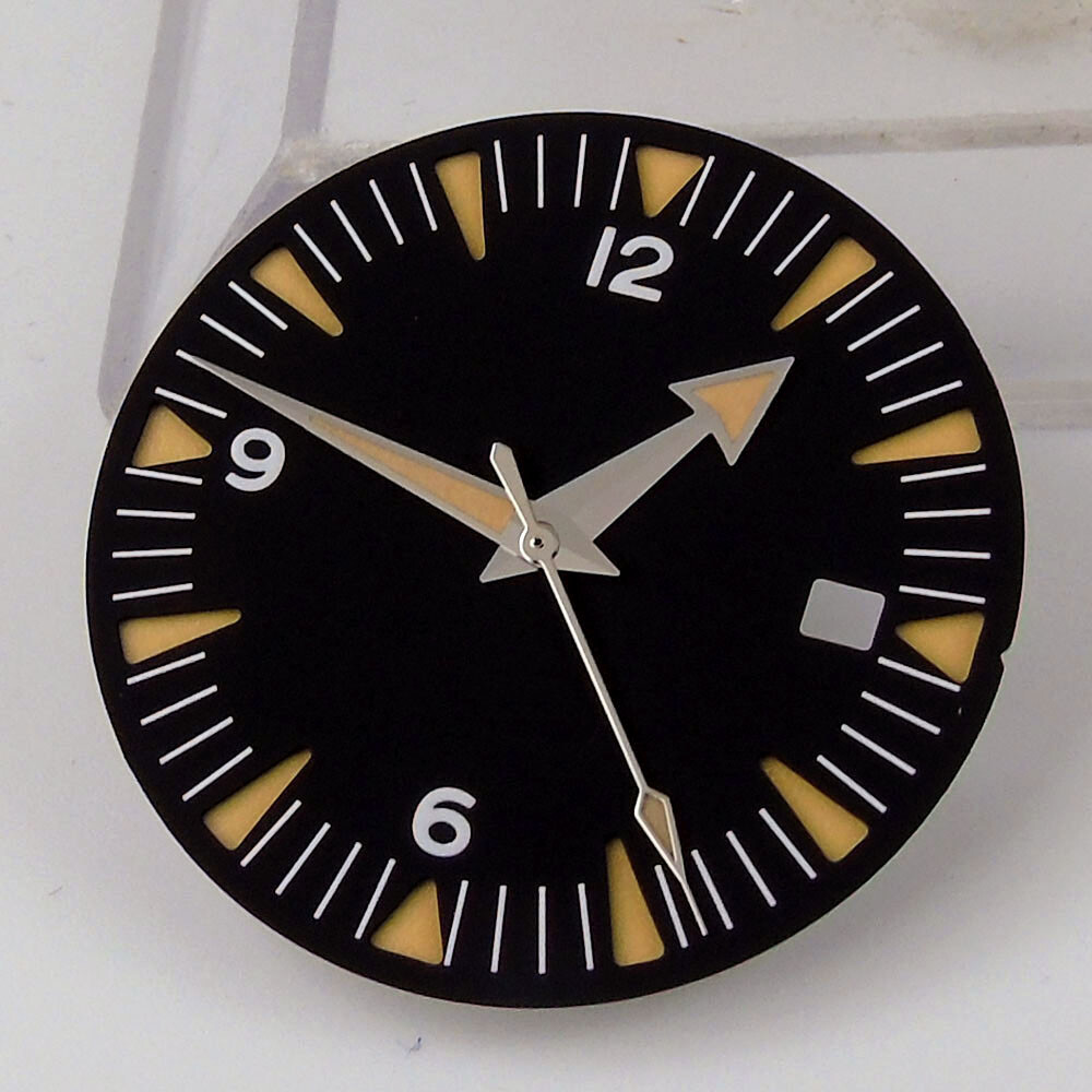 Black/Blue 31mm Watch Dial Parts For NH35 Automatic Movement With Date Window