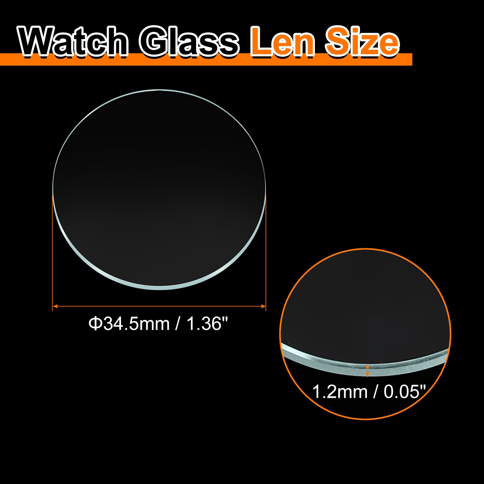 3pcs Watch Glass Lens 34.5mm Mineral Glass Round Clear Len for Watchmaker Repair