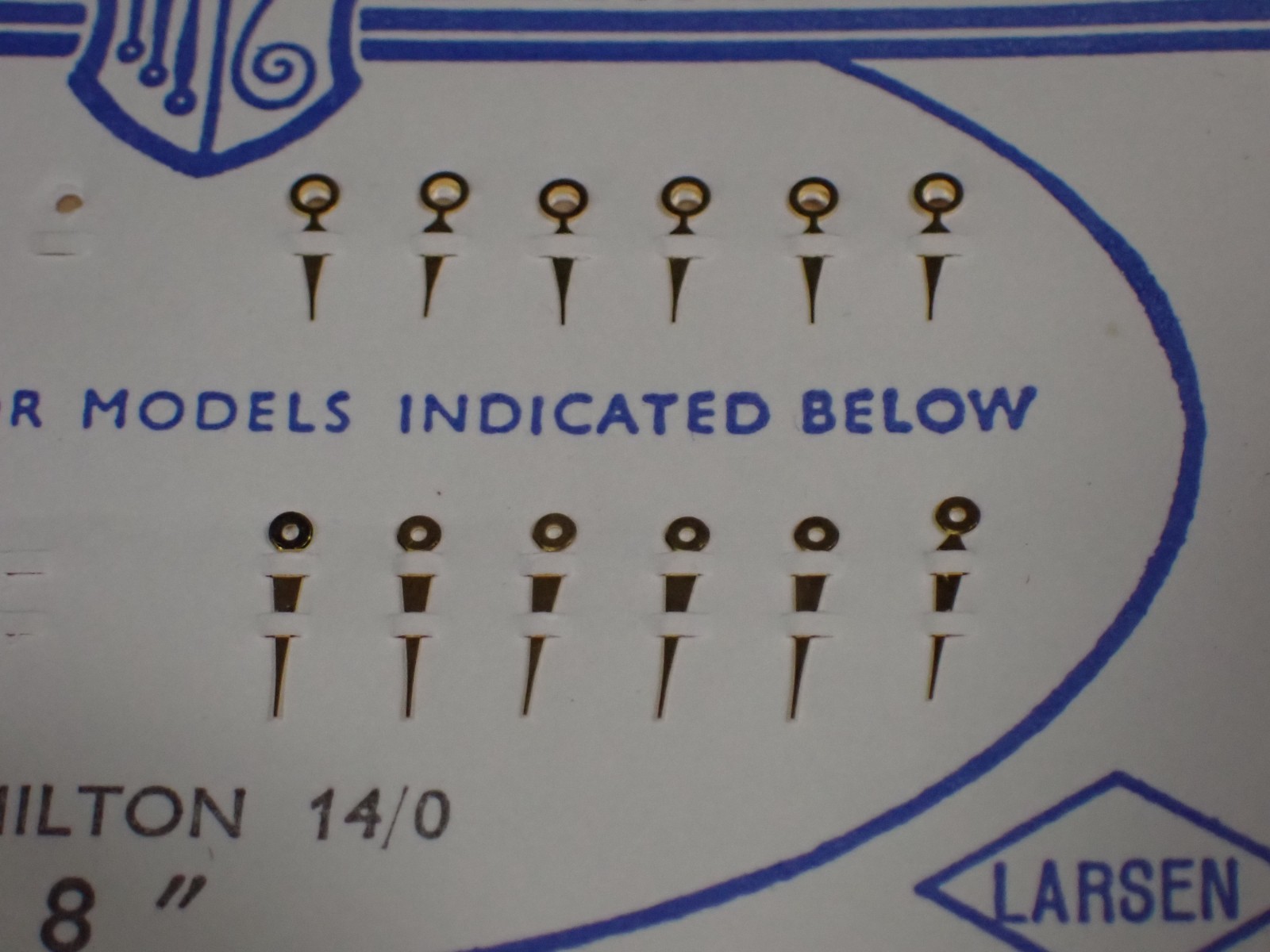 6 Pair Hamilton 14/0 Size Hands NOS Yellow Tone 8″ Opening Nu Broachless # 135B