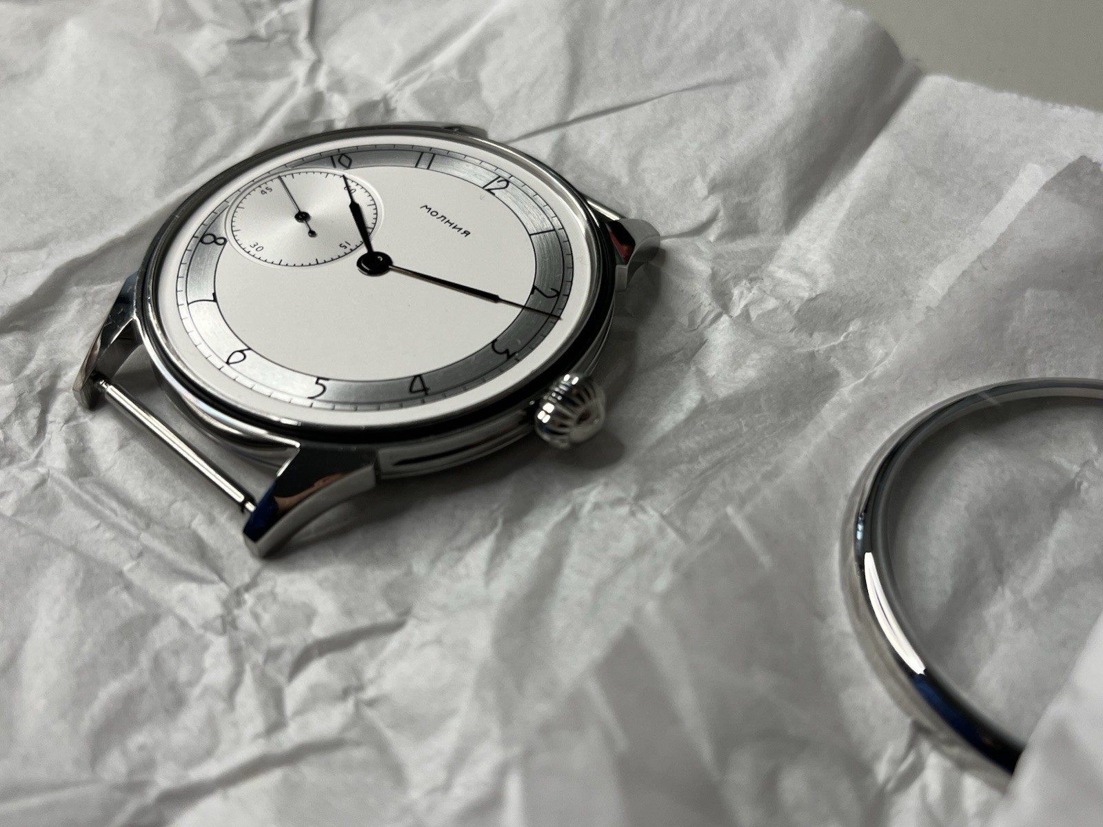 Molnija Marriage Watch Parts Set – Case Dial Hands – No Movement – Aftermarket